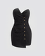 Noir Luxe Button Dress