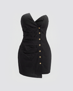 Noir Luxe Button Dress