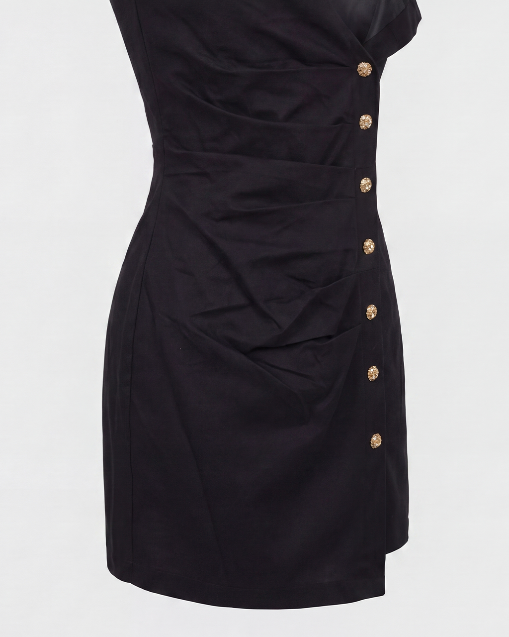 Noir Luxe Button Dress