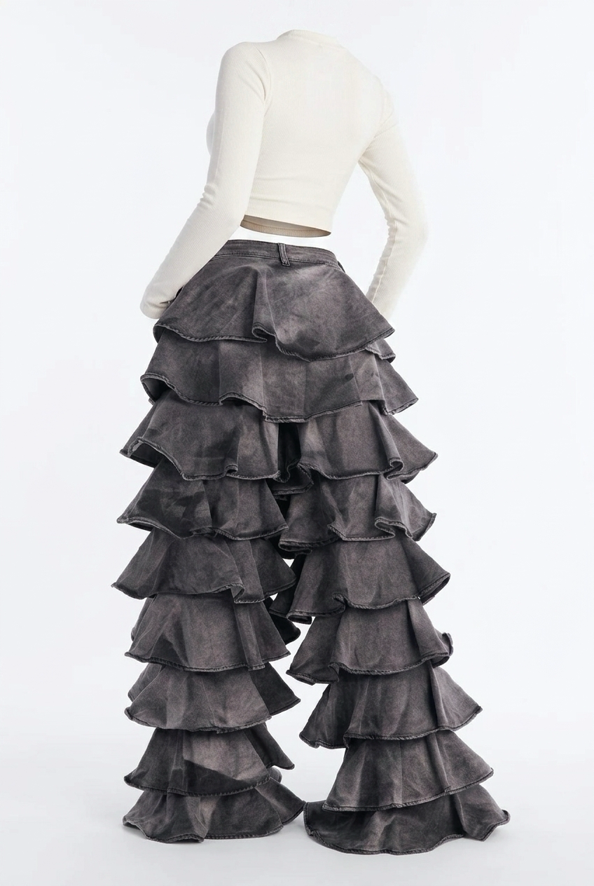 Runway Ruffle Denim Pants Main image